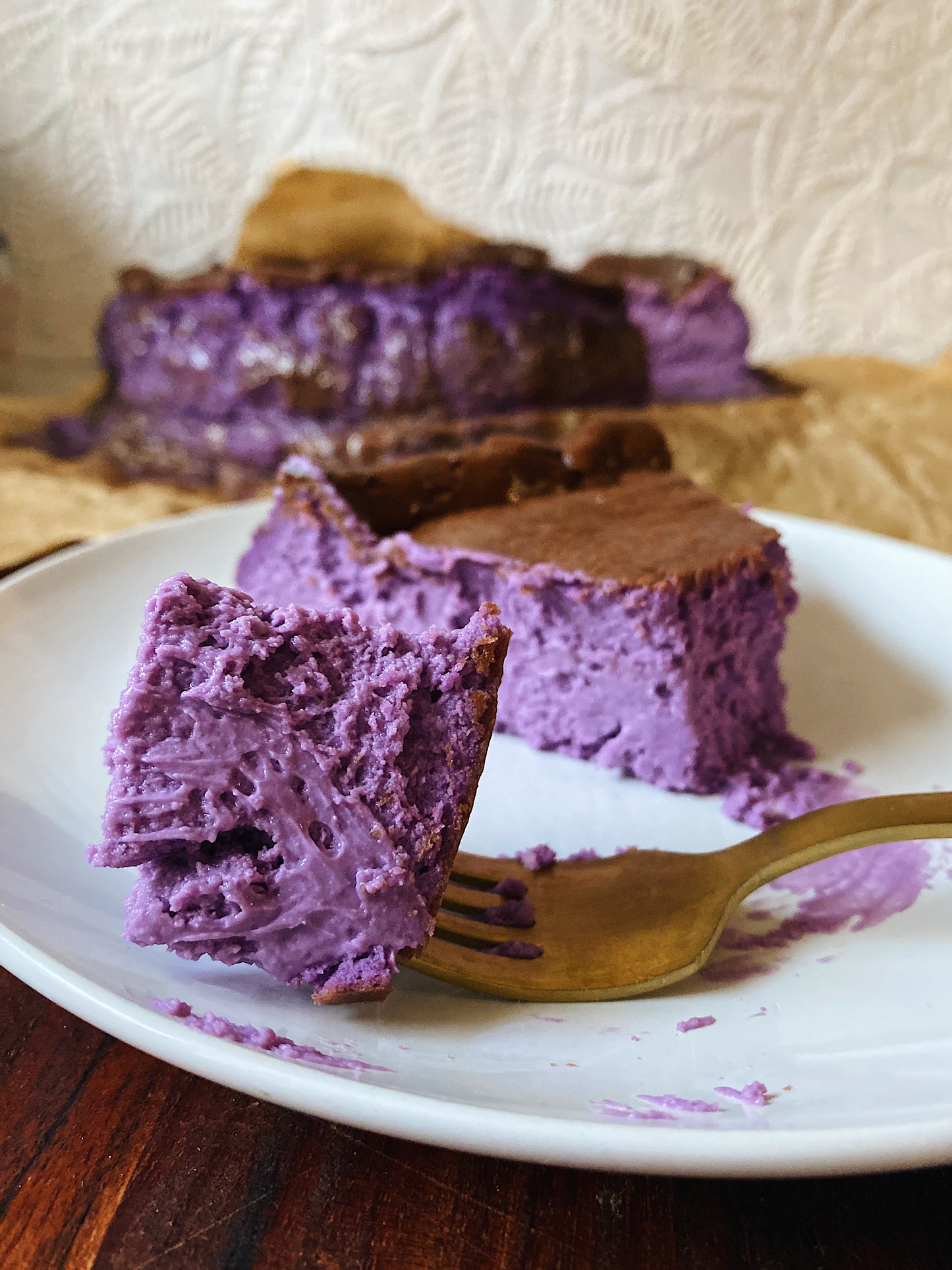 ube burnt basque cheesecake